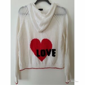 BNWT - Wooden Ships - Hoodie Sweater with Red Heart and Black 'Love' Design